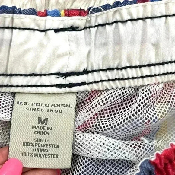 U.S. Polo Plaid Large Side Pocket Mens Swim Trunk Shorts Size M - Picture 10 of 10